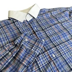 Polo Ralph Lauren XXL 18 Plaid Regent White Collar Classic Fit Long Sleeve Shirt